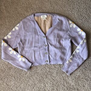 Jessica Simpson Purple Cardigan with Floral Design